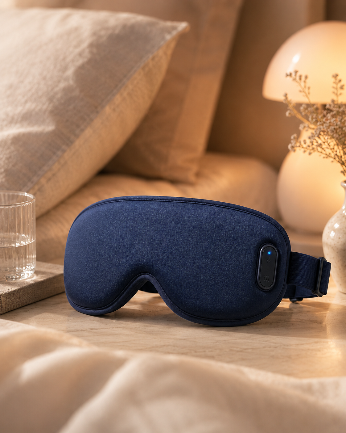 Norevella EyeRest heated eye mask in a warm relaxation setting